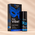 Gel d’excitation Orgie Sexy Vibe 15 ml avec sa boîte, sur fond crème
