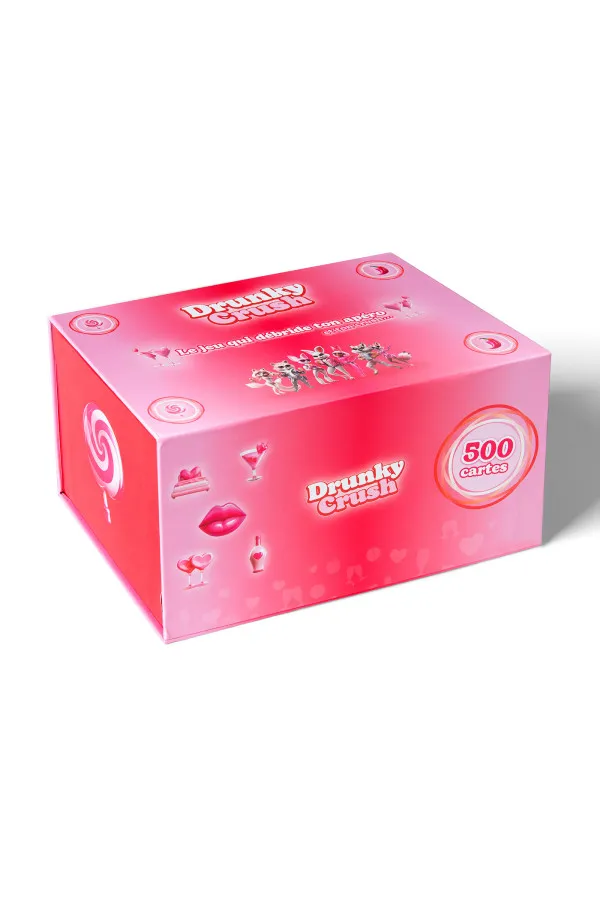 Boîte du jeu apéro pour couple Drunky Crush, 500 cartes