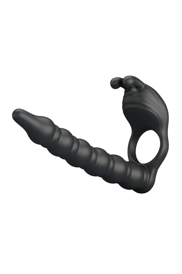 Stimulateur de couple Blackney Pretty Love noir avec anneau et tige texturée