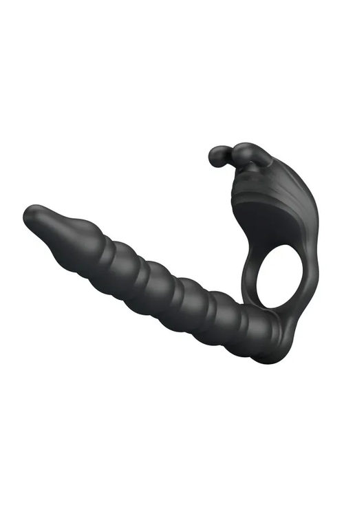 Stimulateur de couple Blackney Pretty Love noir avec anneau et tige texturée