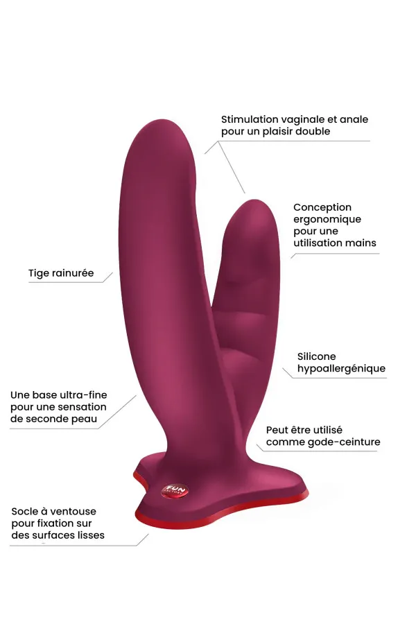 Ryde : stimulation vaginale et anale, tige rainurée, silicone hypoallergénique, socle à ventouse, compatible gode-ceinture