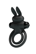 Cockring noir Pretty Love Vibrant Penis Ring III avec double anneau et tête à oreilles